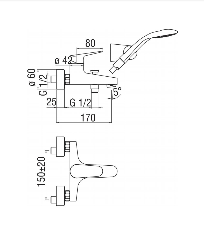 Змішувач для ванни Blues (BS101110CR), Nobili - Зображення 290514-73d7f.jpg