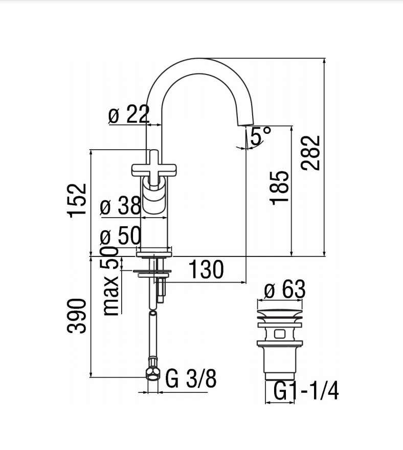 Смеситель для умывальника Lira (LR116218-2CR), Nobili - Зображення 290554-0833e.jpg