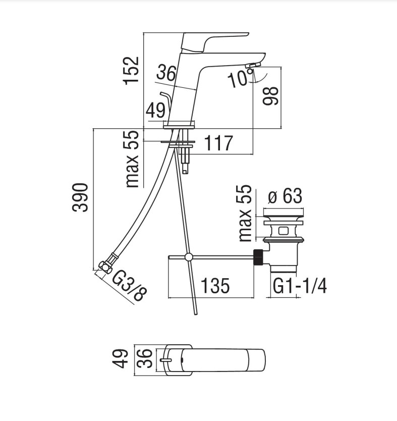 Змішувач для умивальника Acquaviva (VV103118-1CR), Nobili - Зображення 290619-9b099.jpg