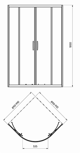 Душевая кабина полукруглая REKORD 90 Душевой поддон FIRST 90 KOLO Душевой набор Mode S Sliding хром Adell - Зображення 31088578-cf7c8.jpg
