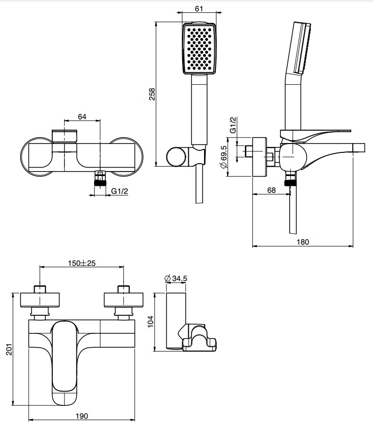 Змішувач для ванни Quad (F3724BS) білий мат, Fima - Зображення 311879-39f8b.jpg