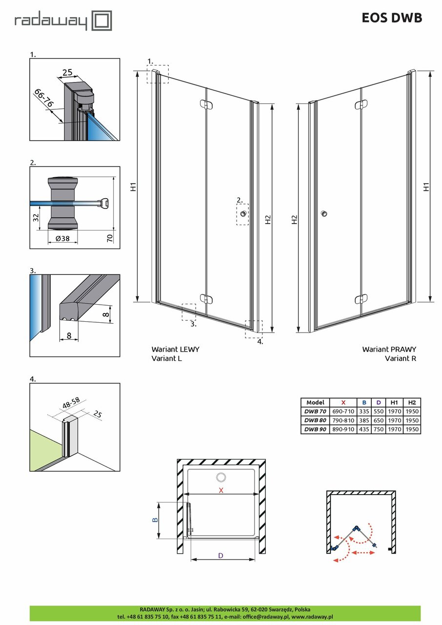 Душові двері Eos DWB 80 R RADAWAY - Зображення 313379-5a5b8.jpg