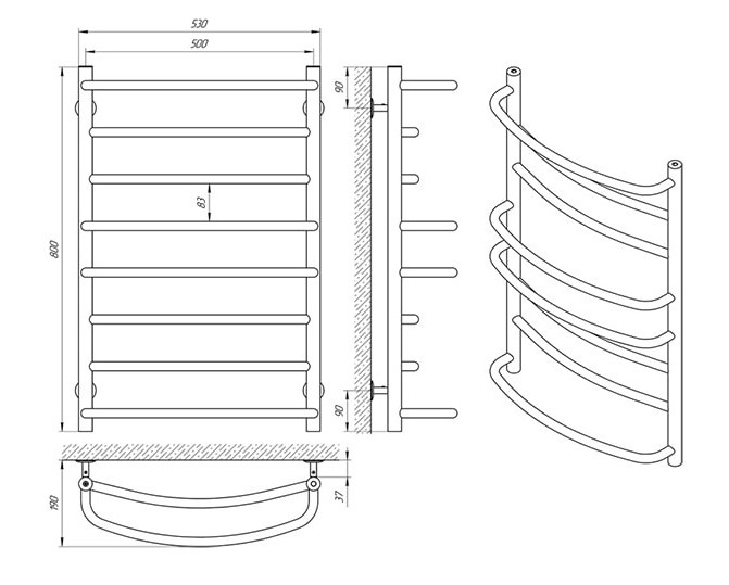 Рушникосушка водяна Єва П8 500x800 LARIS - Зображення 31384476-a1e9d.jpg