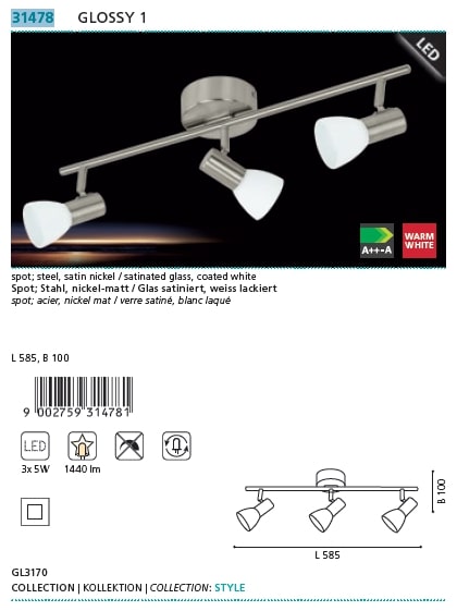 Спот GLOSSY 1 LED (31478), EGLO - Зображення 31478--.jpg