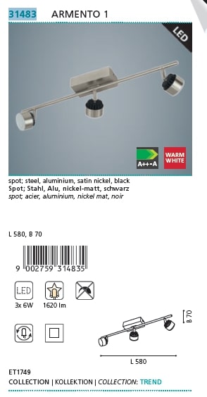 Спот ARMENTO 1 LED (31483), EGLO - Зображення 31483-.jpg