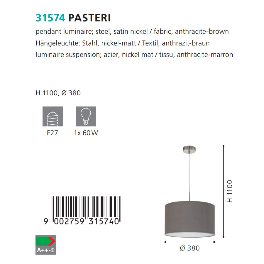 Люстра PASTERI ANTHRAZIT-BRAUN (31574), EGLO - Зображення 31574--.jpg