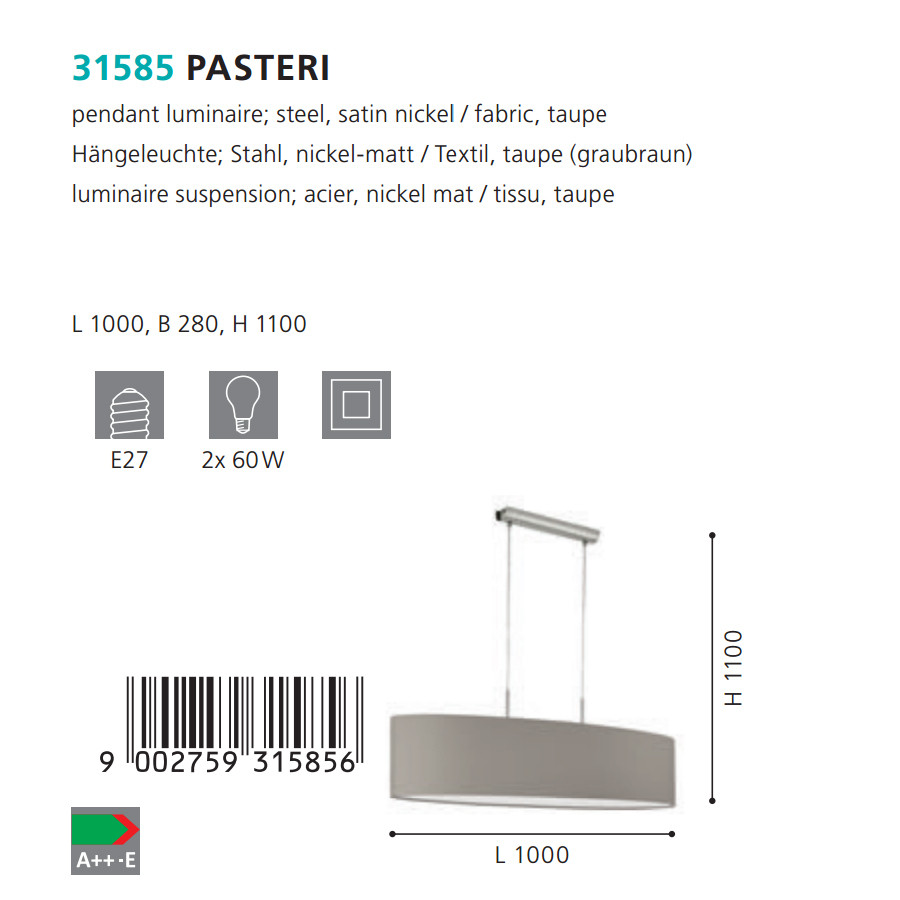 Люстра PASTERI NICKEL-TAUPE (31585), EGLO - Зображення 31585--.jpg