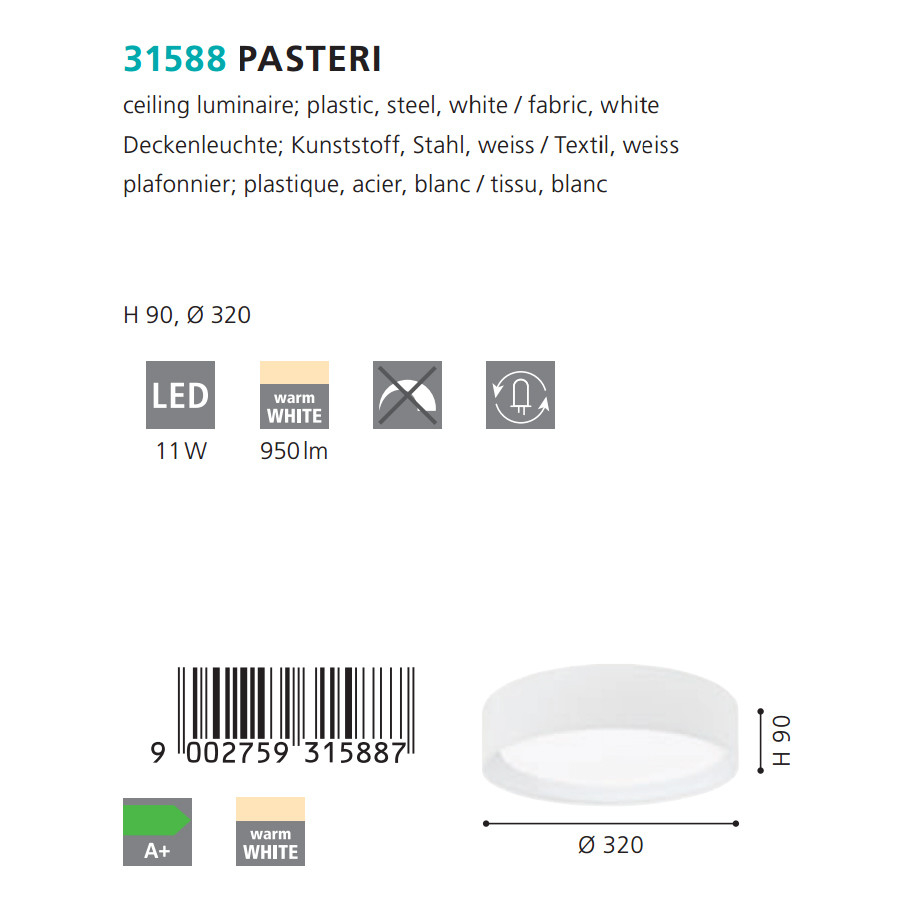 Світильник PASTERI NICKEL-WEISS LED (31588), EGLO - Зображення 31588--.jpg