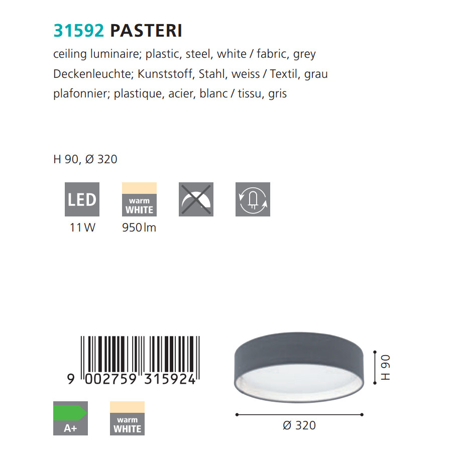 Светильник PASTERI NICKEL-GRAU LED (31592),EGLO - Зображення 31592--.jpg