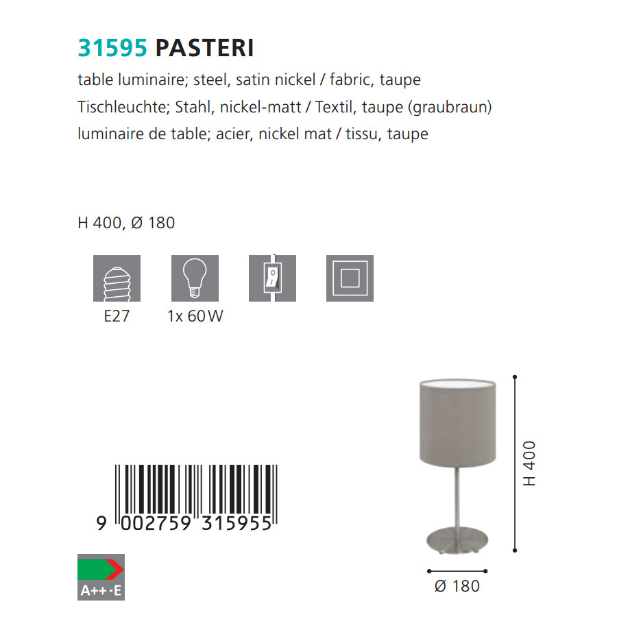 Настільна лампа PASTERI NICKE-TAUPE (31595), EGLO - Зображення 31595--.jpg