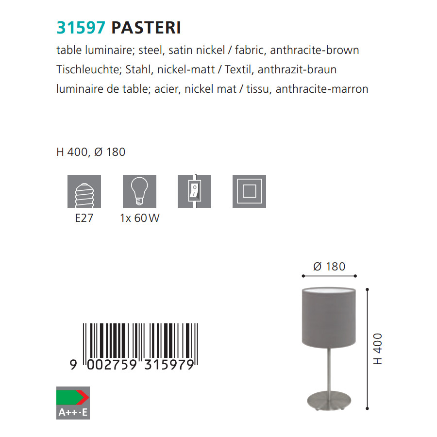 Настільна лампа PASTERI ANTHRAZIT-BRAUN (31597), EGLO - Зображення 31597--.jpg