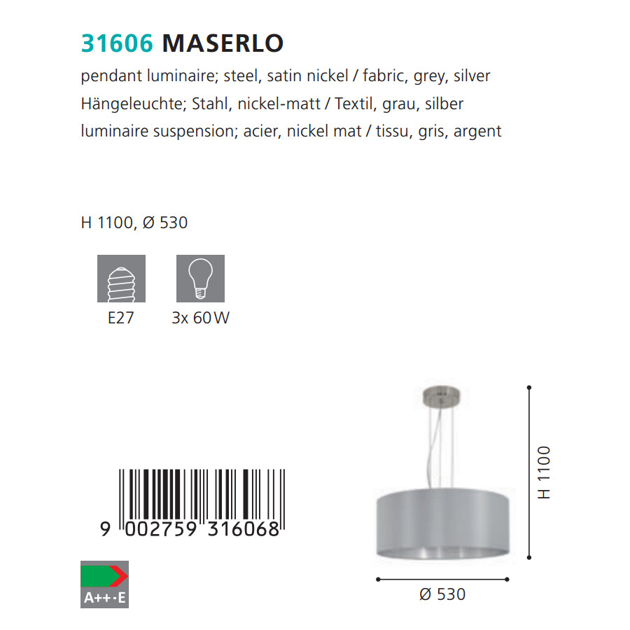 Люстра MASERLO  NICKEL-TAUPE (31607), EGLO - Зображення 31607--.jpg