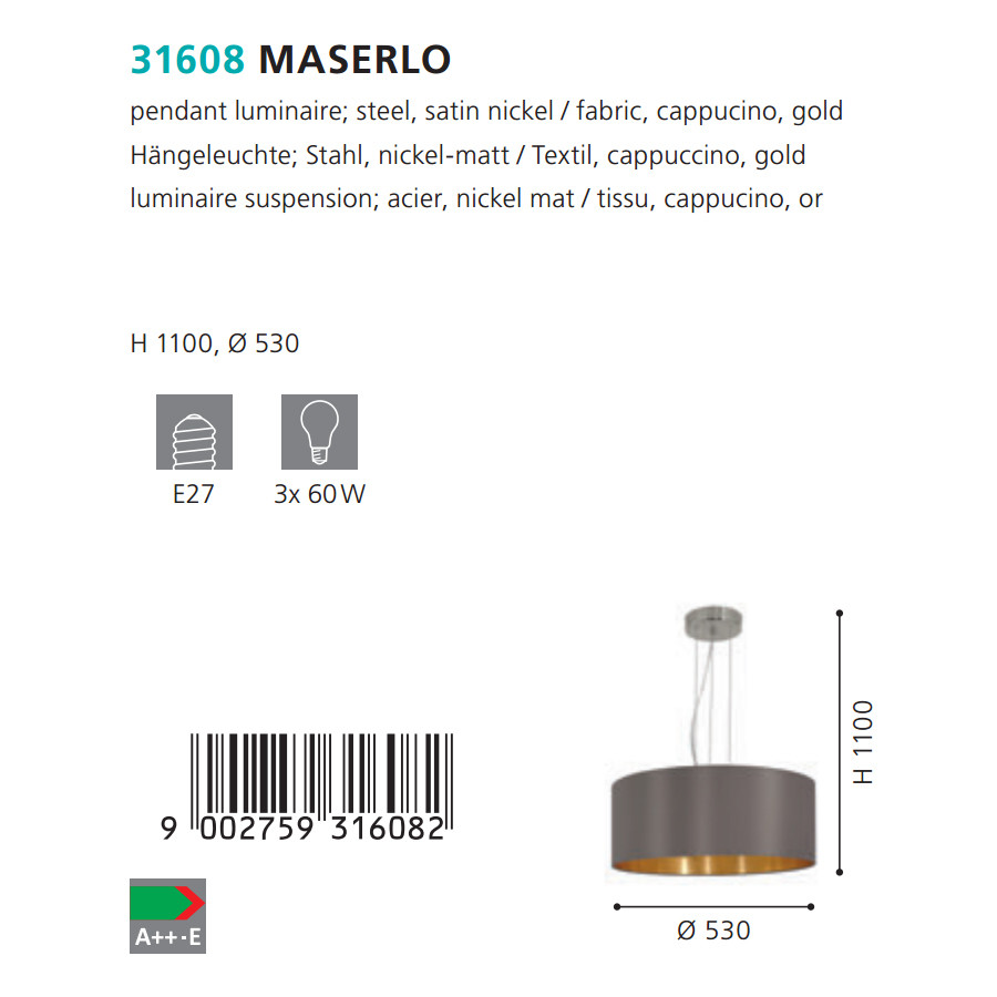 Люстра MASERLO NICKEL-CAPPUCCINO (31608), EGLO - Зображення 31608--.jpg