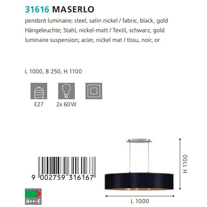 Люстра MASERLO NICKEL-SCHWARZ (31616), EGLO - Зображення 31616--.jpg