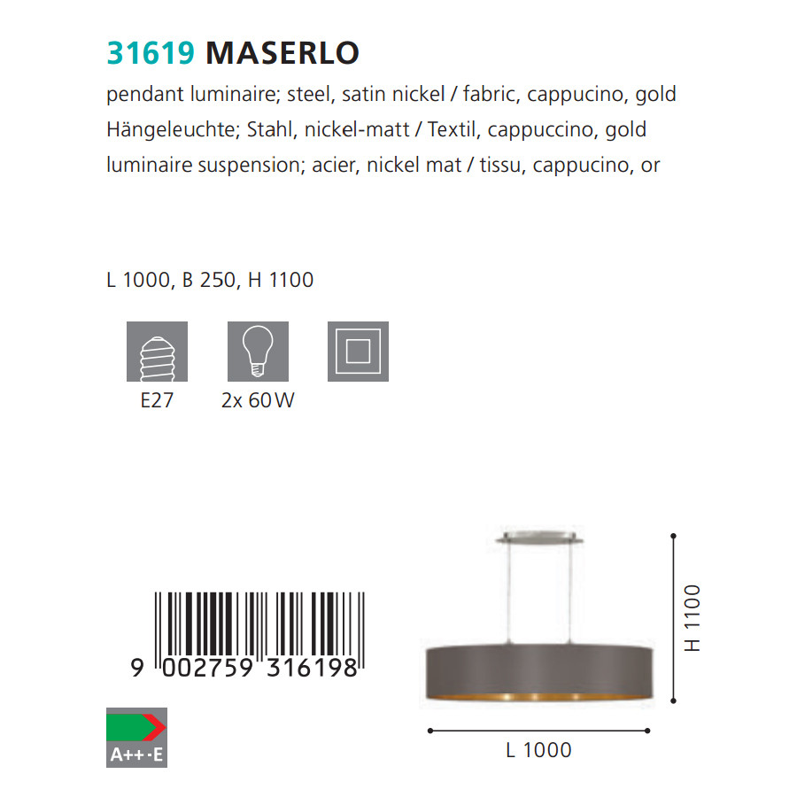 Люстра MASERLO NICKEL-CAPPUCCINO (31619), EGLO - Зображення 31619--.jpg