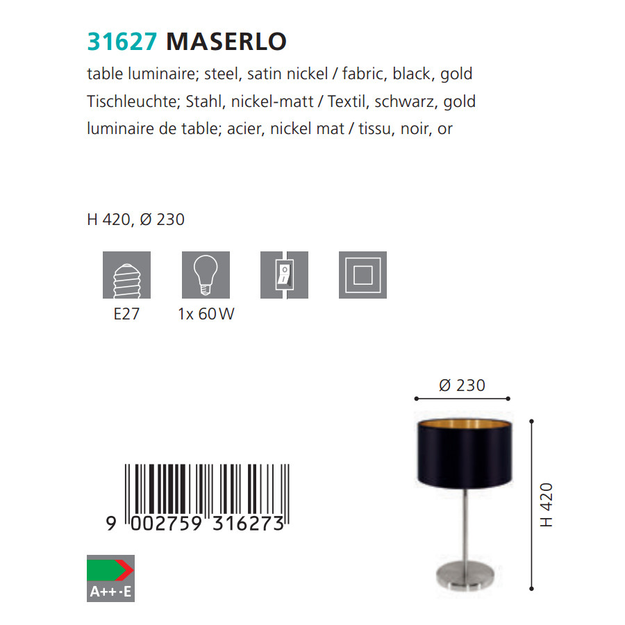 Настільна лампа MASERLO NICKEL-SCHWARZ (31627), EGLO - Зображення 31627--.jpg