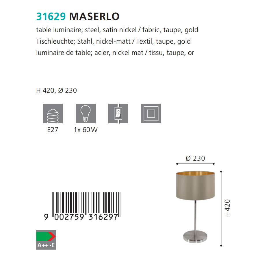 Настільна лампа MASERLO NICKEL-TAUPE (31629), EGLO - Зображення 31629--.jpg