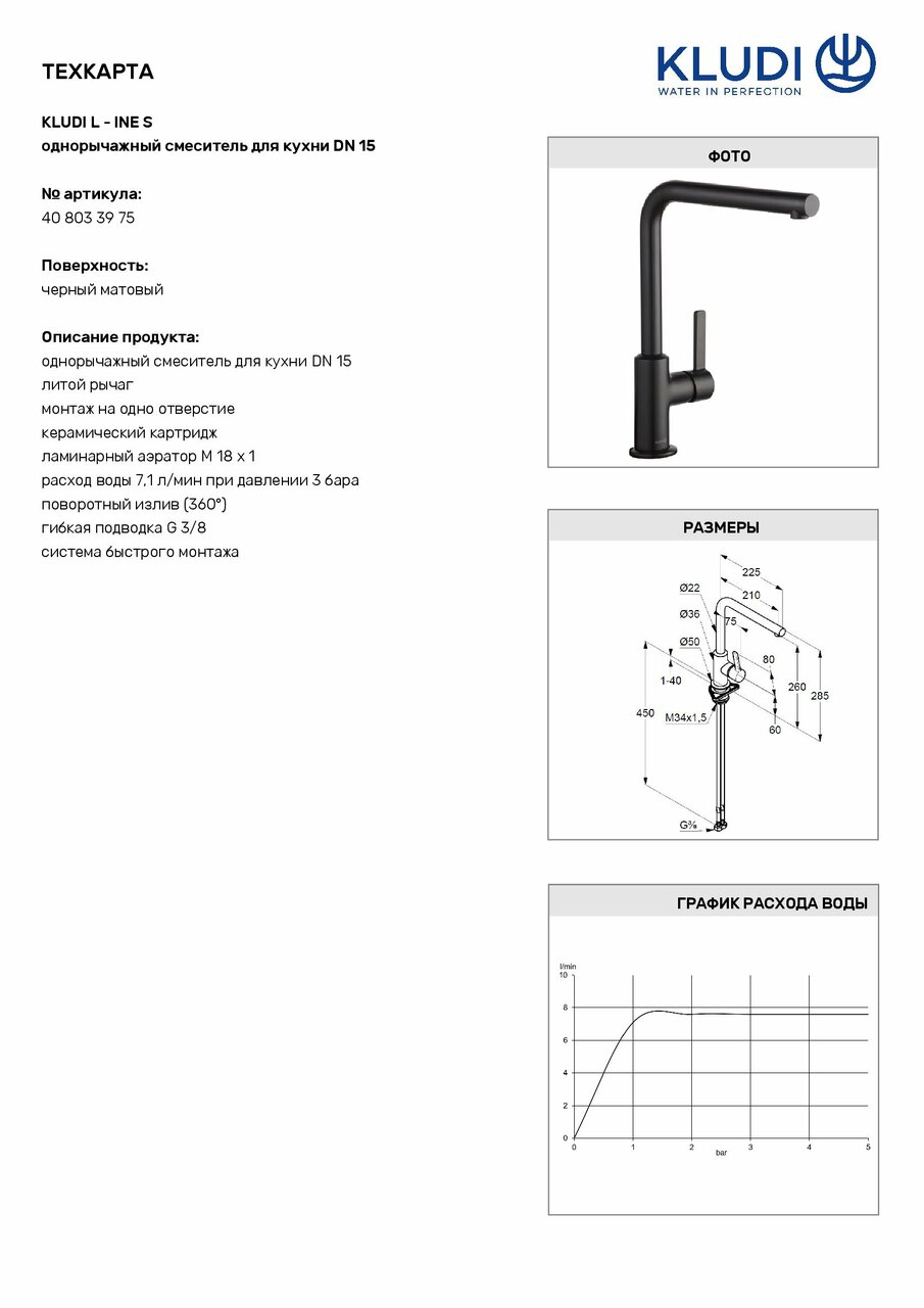 Змішувач для кухні DN 15 L-ine S 408033975 чорний Kludi - Зображення 3164168-4aeb4.jpg