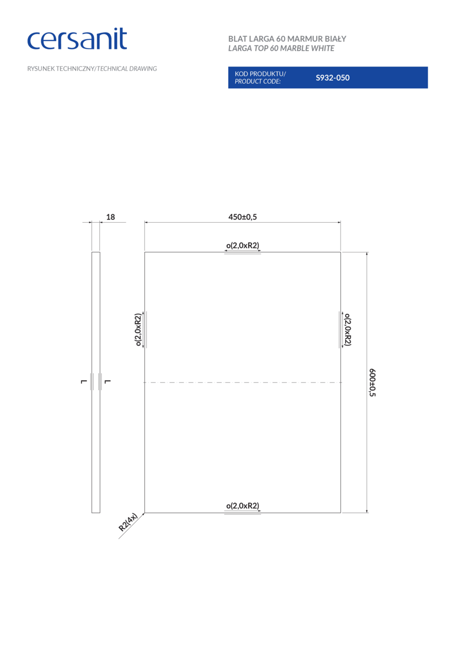 Стільниця Larga 60 White Marble Cersanit - Зображення 31643949-74b72.png