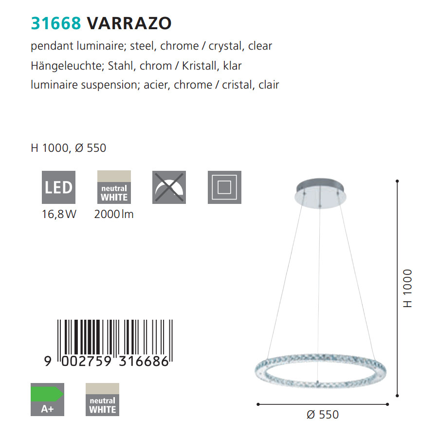 Люстра VARRAZO CHROM-KRISTALL LED (31668), EGLO - Зображення 31668--3.jpg