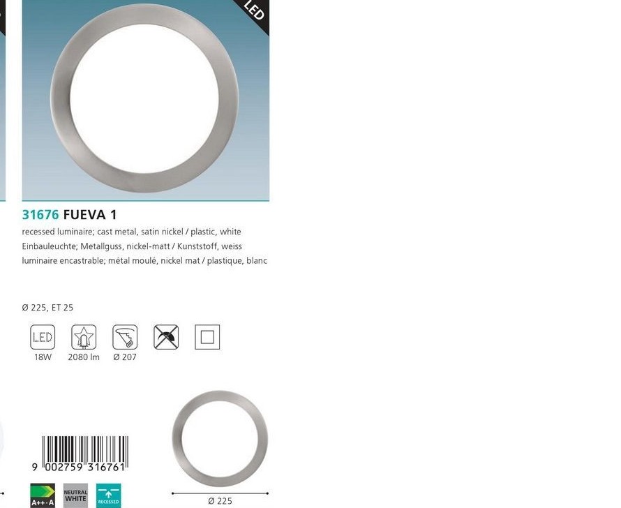 Точковий світильник FUEVA1 4000K (31676), EGLO - Зображення 31676--.jpg