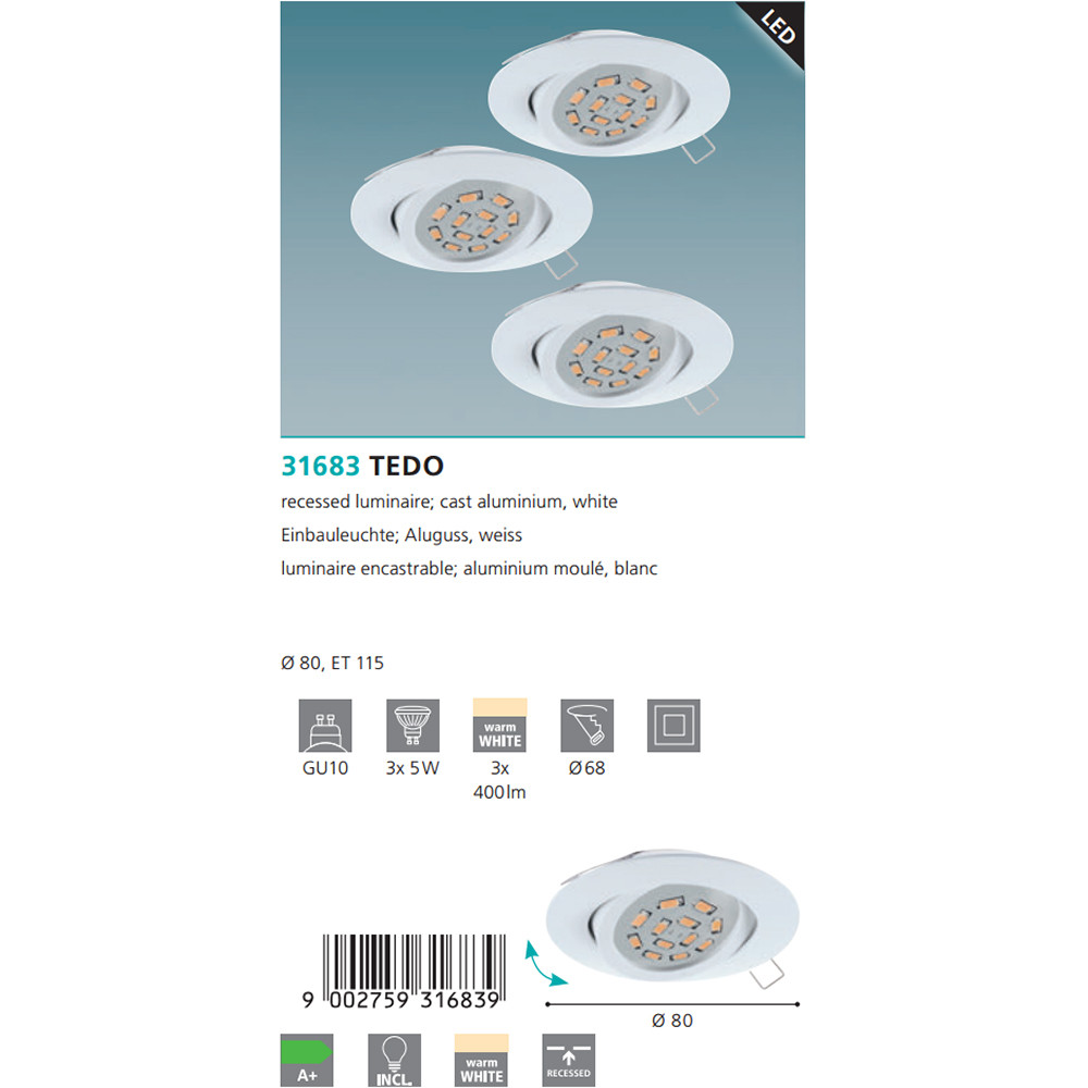 Комплект точкових світильників TEDO 3000K (31683), EGLO - Зображення 31683--.jpg