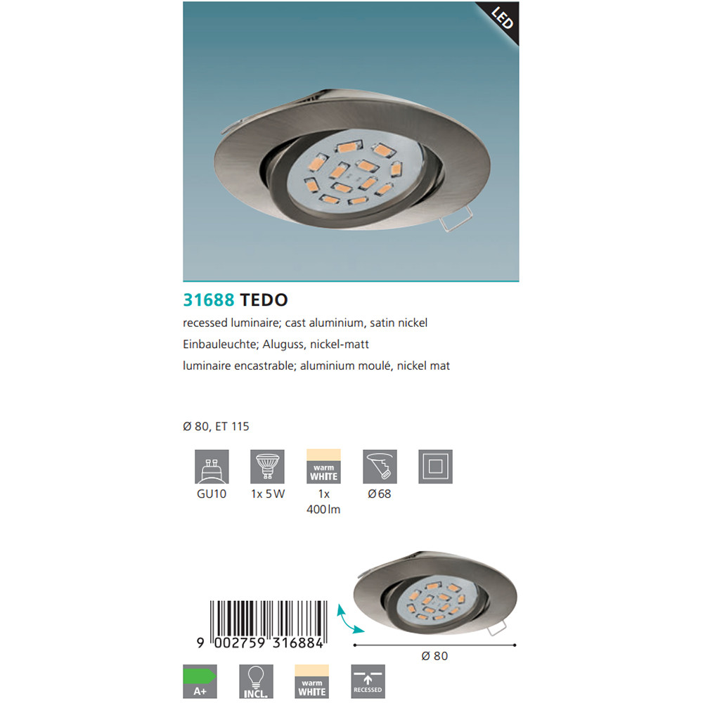 Точковий світильник TEDO 3000K (31688), EGLO - Зображення 31688--.jpg