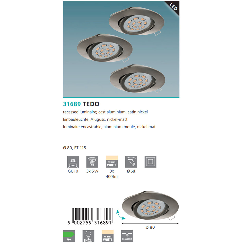 Комплект точкових світильників TEDO 3000K (31689), EGLO - Зображення 31689--.jpg
