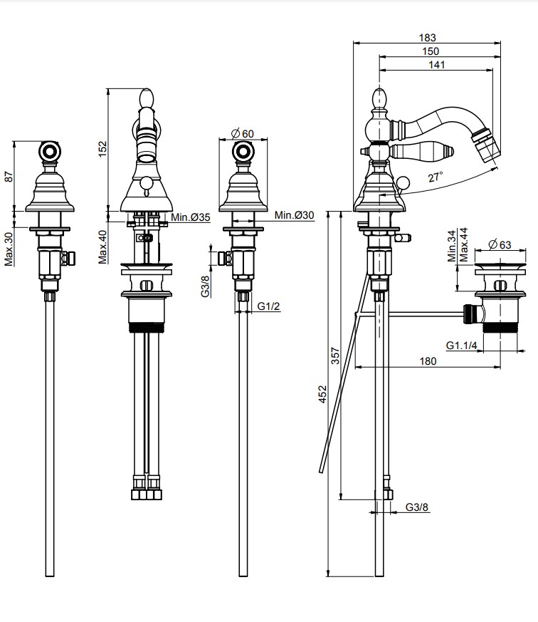 Змішувач для біде Herend (F5402CR), Fima - Зображення 317399-5f65a.jpg