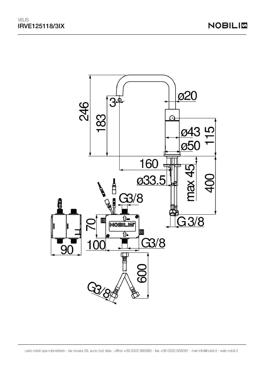 Змішувач для кухні сенсорний Velis Inox IRVE125118-3IX Nobili - Зображення 3200258-24c0b.jpg