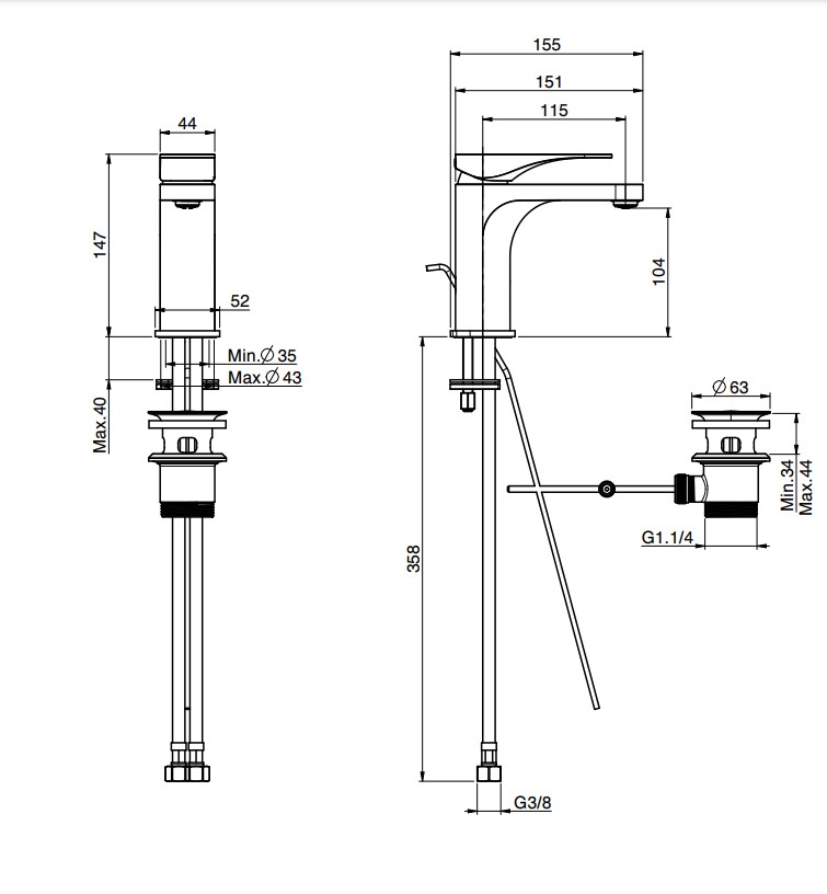 Змішувач для умивальника Quad (F3721NS.WS), Fima - Зображення 321886-48727.jpg