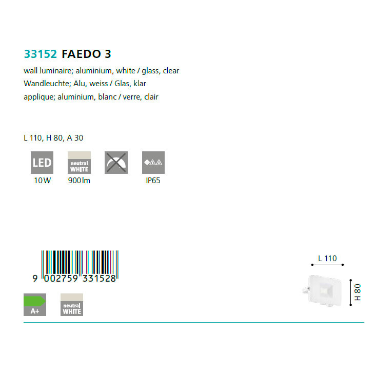 Світильник вуличний FAEDO 3 LED 10W (33152), EGLO - Зображення 33152--.jpg