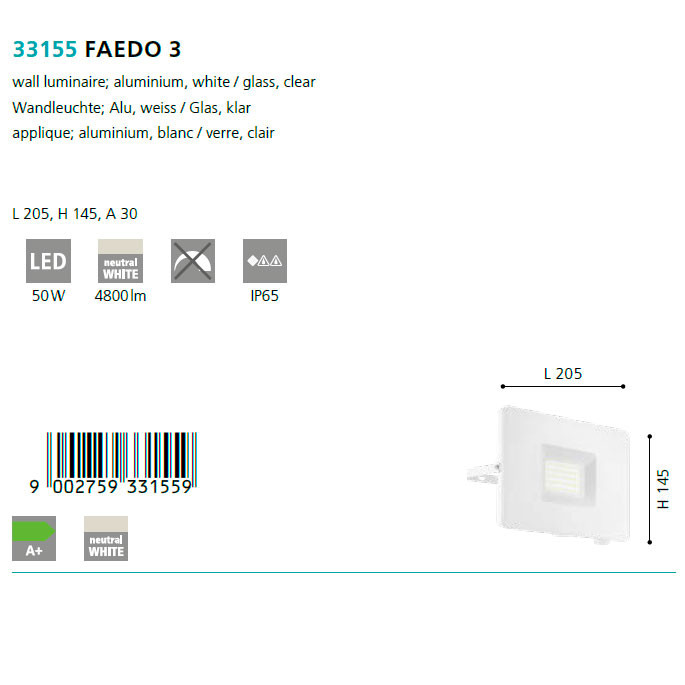 Світильник вуличний FAEDO 3 LED 50W (33155), EGLO - Зображення 33155--.jpg