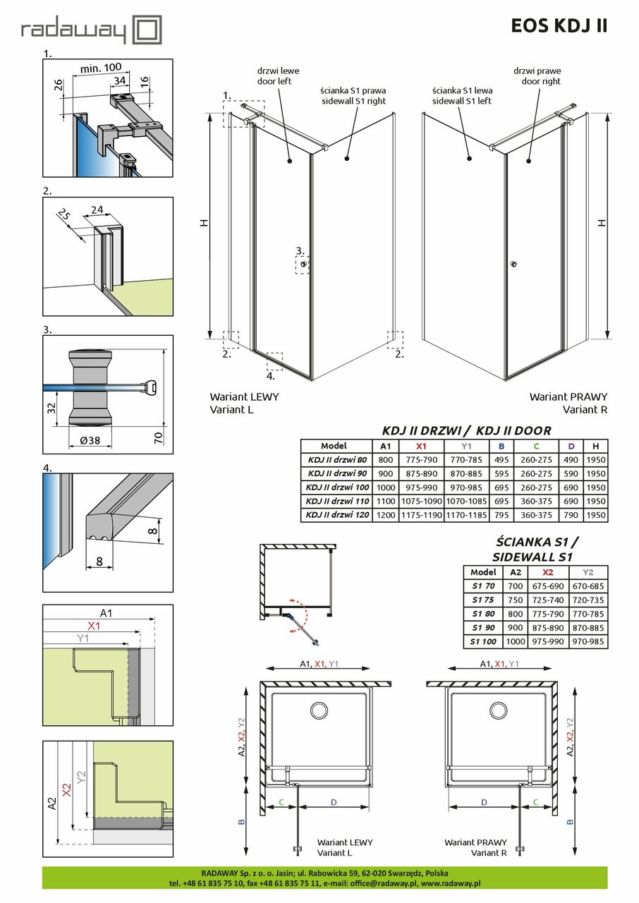 Душові двері Eos KDJ II 110 R RADAWAY - Зображення 334014-4af35.jpg