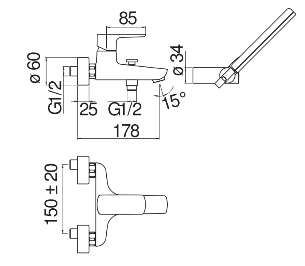 Змішувач для ванни Acquaviva Velvet Black (VV103110BM), Nobili - Зображення 334559-034cd.jpg