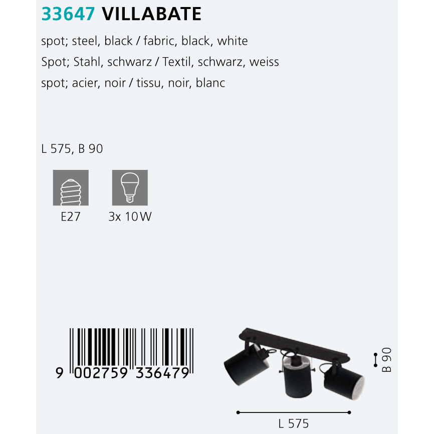 Спот VILLABATE  BALKEN (33647), EGLO - Зображення 33647--.jpg