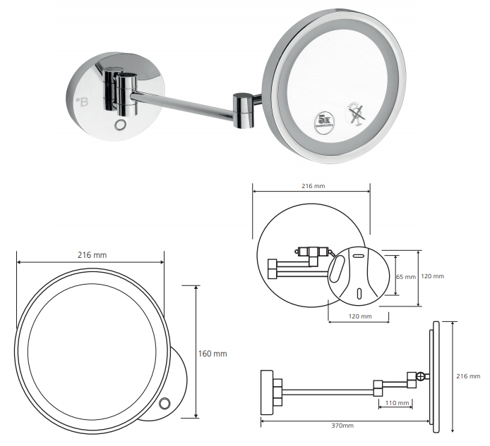 Дзеркало косметичне з підсвіткою LED (112101149), Bemeta - Зображення 33efd-112.jpg