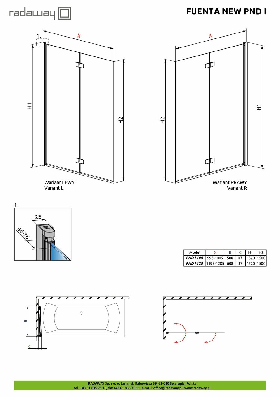 Шторка для ванни Fuenta New PND I 100 R RADAWAY - Зображення 340699-fdcf2.jpg
