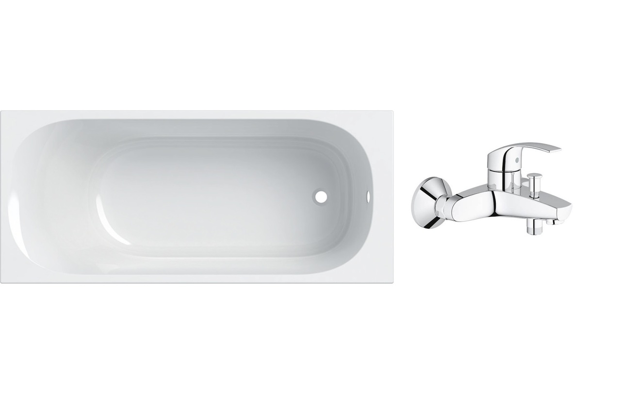 Комплект Ванна прямокутна Soana 170x70 Geberit Змішувач для ванни Eurosmart 33300002 GROHE - Зображення