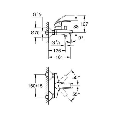 Комплект Ванна прямокутна Soana 170x70 Geberit Змішувач для ванни Eurosmart 33300002 GROHE - Зображення 34453161-dd4d0.jpg