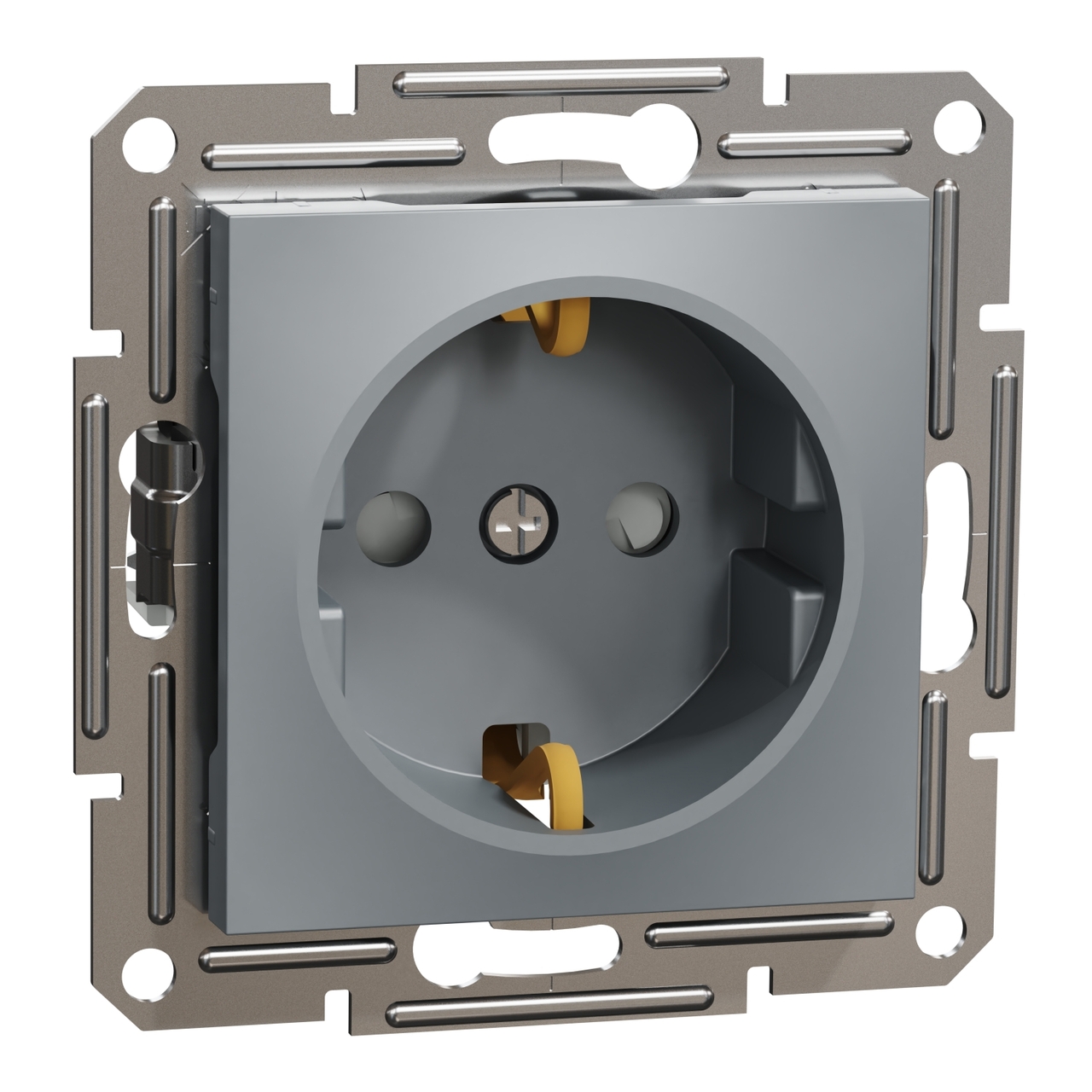 Розетка с заземлением Сталь ASFORA (EPH2900262), Schneider Electric - Зображення