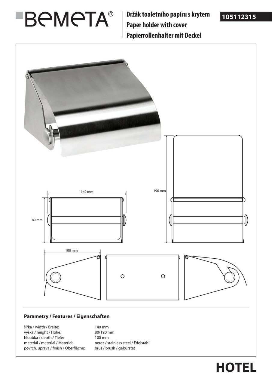 Тримач для туалетного паперу Hotel (105112315), Bemeta - Зображення 346659-41219.jpg