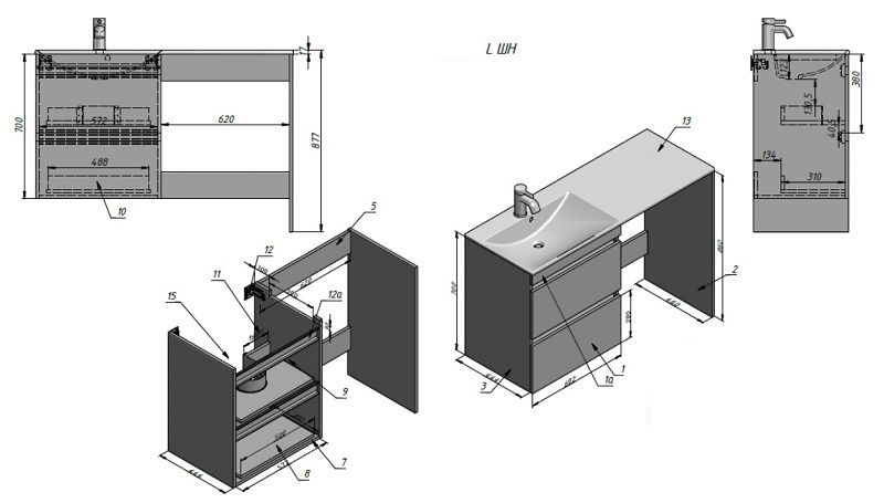 Шафка під умивальник Jamaica 1245 L Fancy Marble - Зображення 347564-7bfc8.jpg