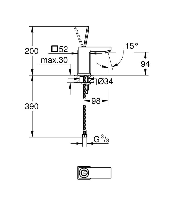 Змішувач для умивальника S-Size Eurocube Joy (23656000), Grohe - Зображення 347929-a1a06.jpg