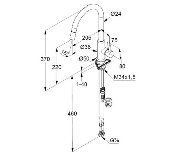 Змішувач для кухні DN 15 Bingo Star XS (468518778) чорний мат, Kludi - Зображення 348614-4b00a.jpg