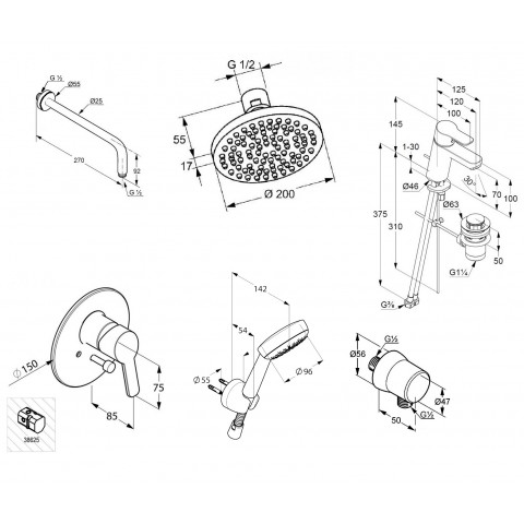 Душевая система 7 в 1  Pure&Easy (376300565), Kludi - Зображення 348759-5218a.jpg