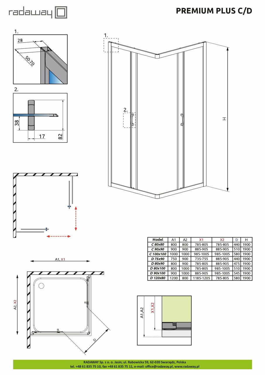 Душова кабіна Premium Plus D 100x80 30434-01-08N RADAWAY - Зображення 350084-cc580.jpg