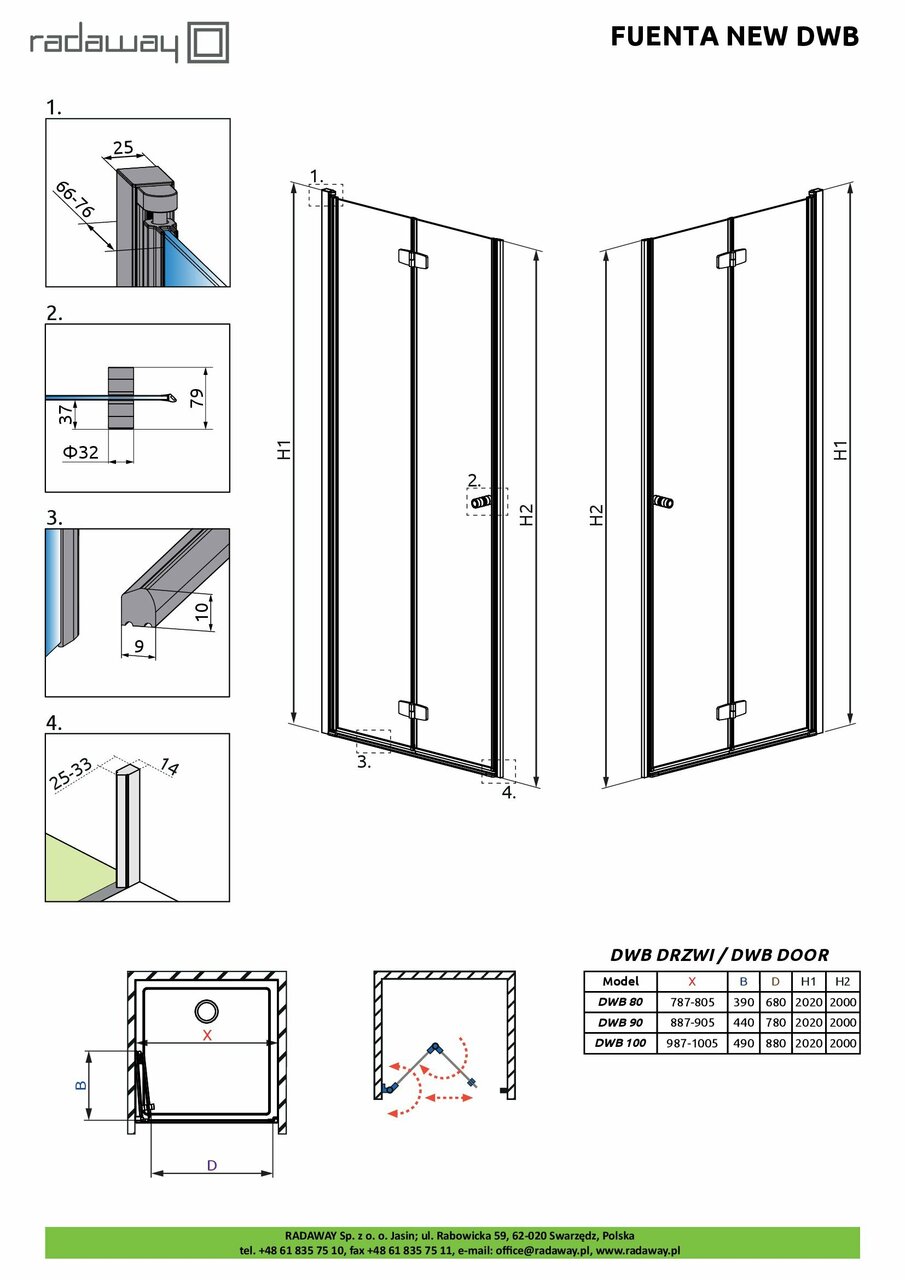 Душові двері Fuenta New DWB 100 L RADAWAY - Зображення 355804-f3fb1.jpg
