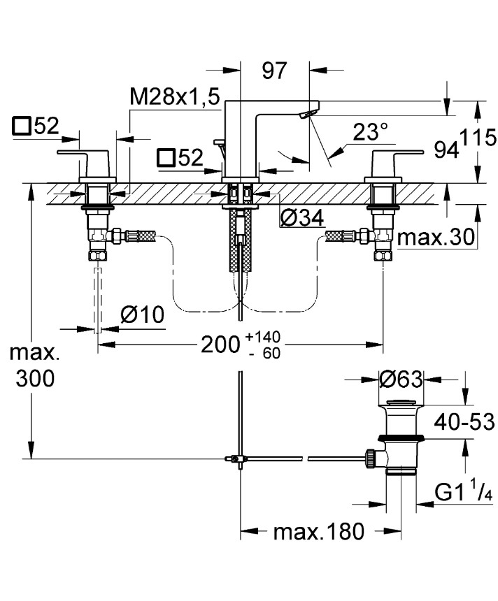 Змішувач для умивальника S-Size Eurocube (20351000), Grohe - Зображення 35b81-2350-3.jpg