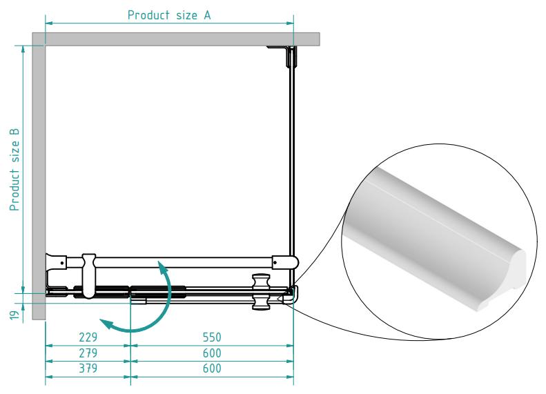 Душова кабіна квадратна ручка 003 Nora Plus 90x90x200 BRASTA - Зображення 36388997-9bdad.png